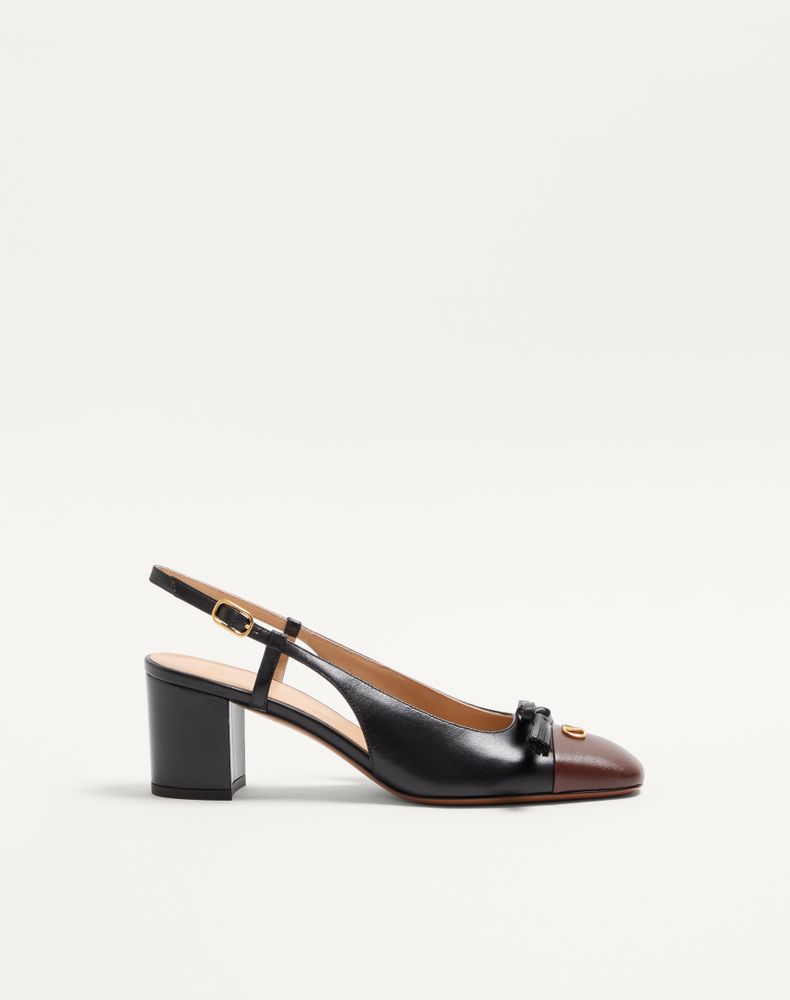 Valentino Garavani Valet Du Roi Kid Slingback Pump 60mm Woman Black/coffe 40.5