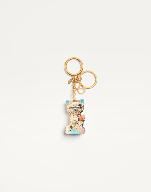 Valentino Garavani Charm Per Borse Con Portachiavi Valentino Garavani Le Chat De La Maison In Nylon Donna Antique Brass Taglia Unica