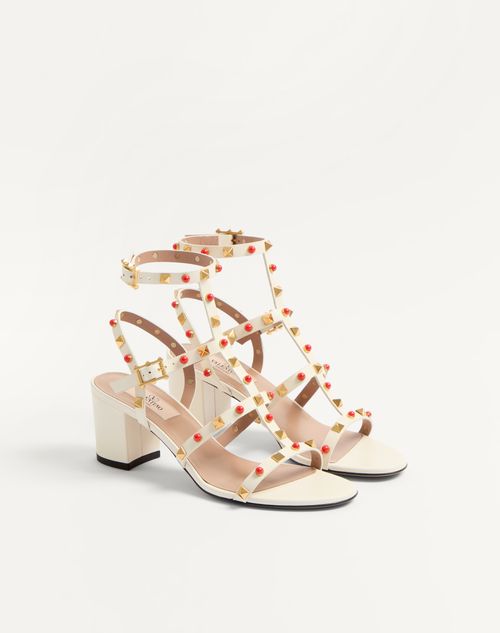 Valentino Garavani - Rockstud Calfskin Sandal With Cabochon Stones 60mm - Ivory - Woman - Sandals