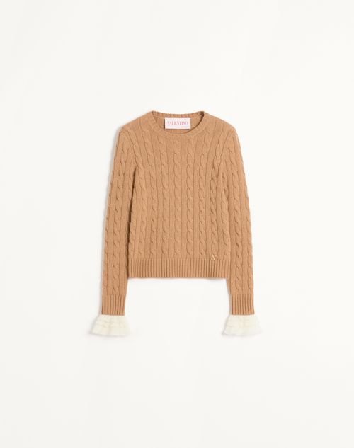 Valentino Cashmere Jumper Woman Camel/ivory S