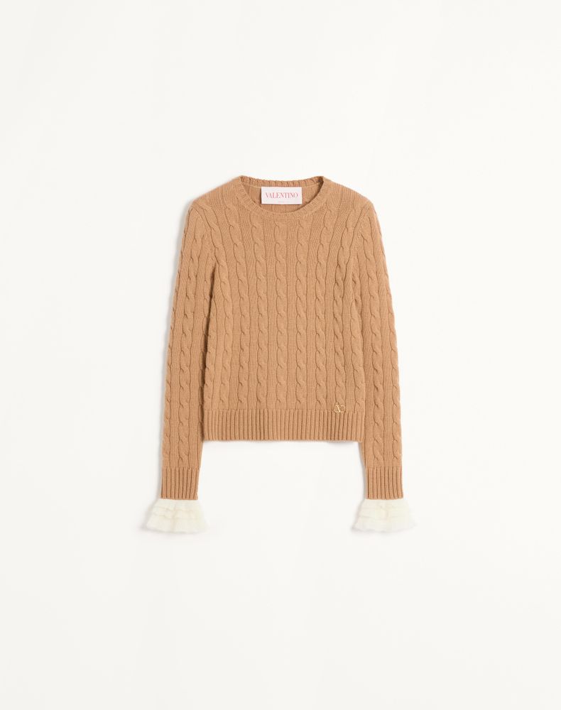 Valentino Women's Camel/Ivory Cashmere Jumper Woman Xs