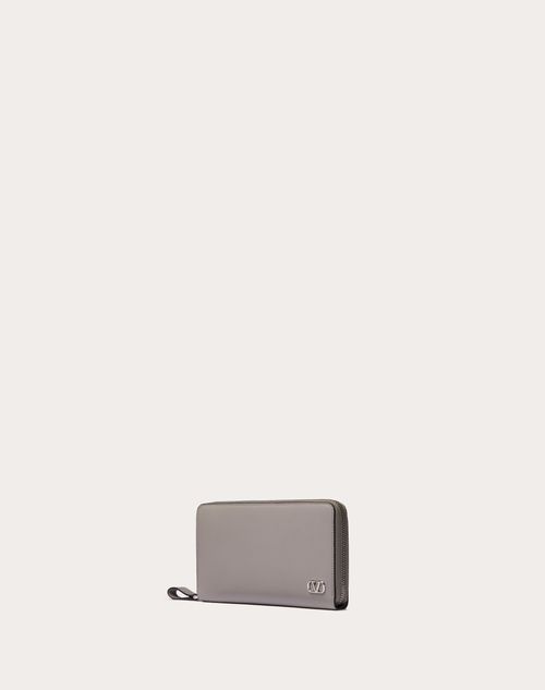 Valentino Garavani - Vlogo Signature Calfskin Wallet - Pearl Gray - Man - Wallets And Small Leather Goods