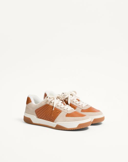 Valentino Garavani - Sparry Sneaker In Split Leather And Nappa - Beige - Man - Sneakers