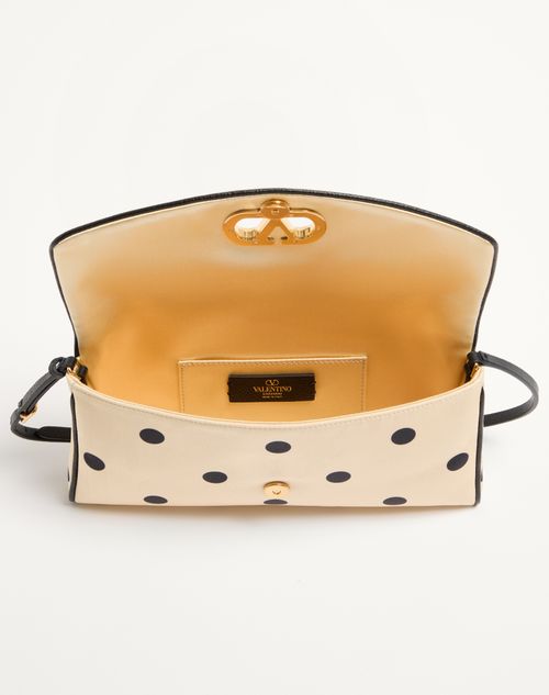 Valentino Garavani - Valentino Garavani Devain Small Shoulder Bag In Moiré Plus De Pois Fabric - Butter/black - Woman - Shoulder Bags