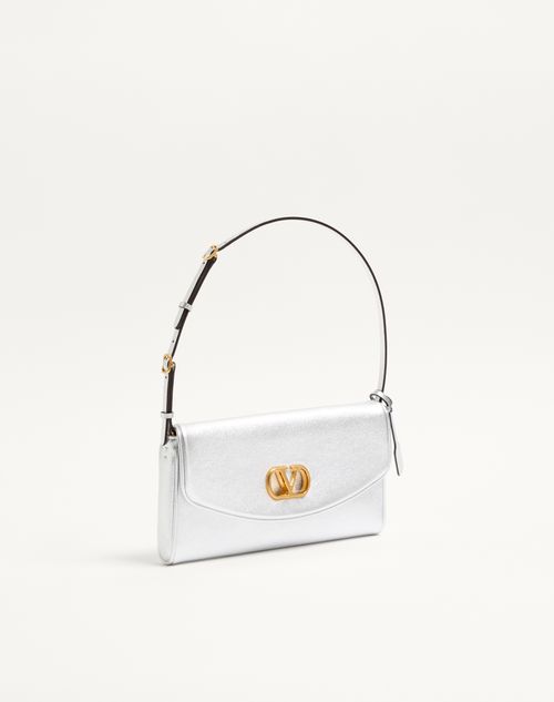 Valentino Garavani - Valentino Garavani Devain Small Shoulder Bag In Laminated Nappa Leather - Silver - Woman - Shoulder Bags