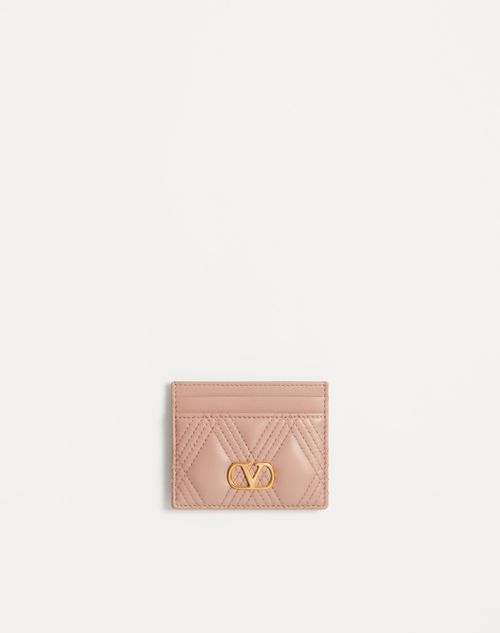 Valentino Garavani Garavani Quiltie 67 Cardholder In Quilted Nappa Woman Rose Cannelle Uni In Rose Cannelle