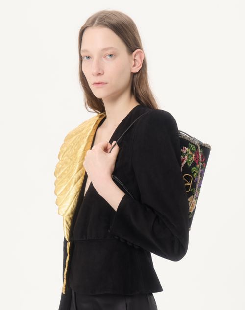 Valentino - Suede Leather Jacket - Black/gold - Woman - Jackets And Blazers