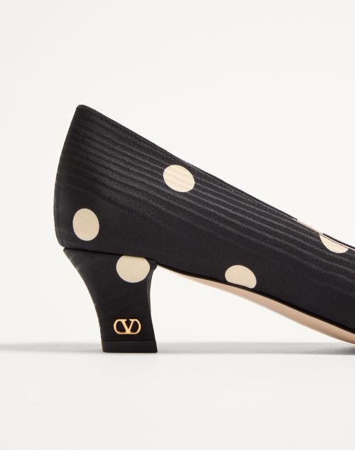 Valentino Garavani - Bowow Pump In Moiré Plus De Pois Fabric 45mm - Black/butter - Woman - Pumps