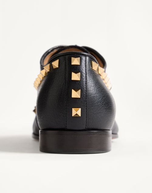 Valentino Garavani - Zapato Derby Rockstud De Cabritilla - Negro - Hombre - Zapatos De Cordones