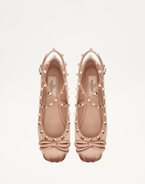 Valentino Garavani - Rockstud Satin Ballerina - Rose Cannelle - Woman - Ballerinas