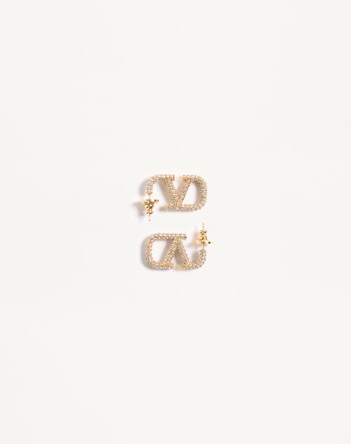 Valentino Garavani Vlogo Signature Metal Earring Woman Gold/crystal Onesize