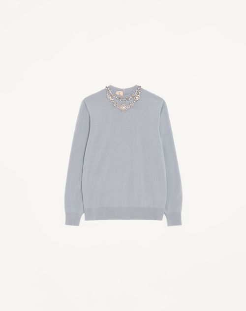 Valentino Embroidered Wool Jumper Woman Grey Xxs