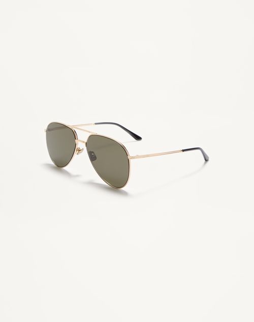 Valentino - Metal Aviator Frame - Gold/green - Unisex - Eyewear