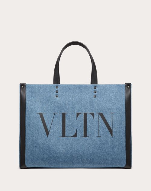 Valentino Garavani - Medium Vltn Denim Shopper - Denim/black - Man - Totes
