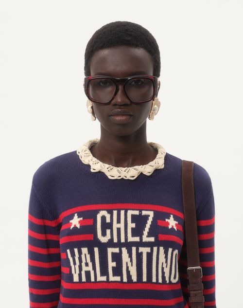 Valentino - Cotton Jumper - Provence Blue/paris - Woman - Knitwear