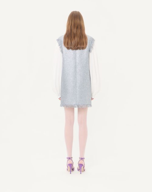Valentino - Short Valentino Dress In Lurex Basket Weave - Silver - Woman - Dresses