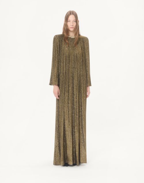 Valentino - Long Dress In Embroidered Creponne Lurex - Black/gold - Woman - Gowns
