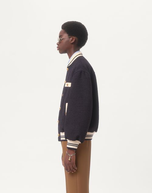 Valentino - Cotton Tweed Bomber - Navy - Man - Outerwear
