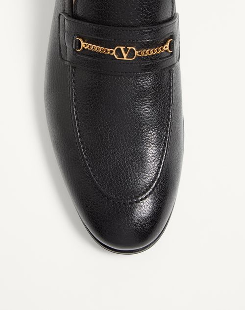 Valentino Garavani - Vlogo Signature Kidskin Moccasin - Black - Man - Loafers And Driver