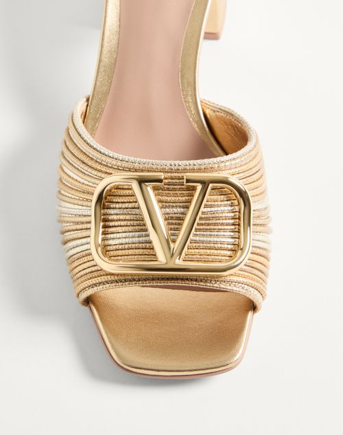 Valentino Garavani - Metallic Vlogo Signature Slide Sandal With Cornely Embroidery 60mm - Gold - Woman - Sandals