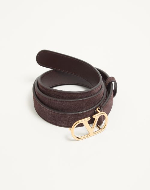 Valentino Garavani - Vlogo Signature Belt In Suede - Testa Di Moro - Man - Belts