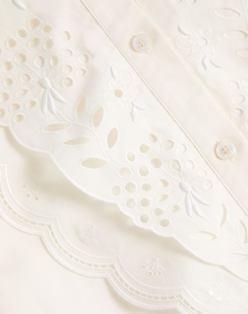 Valentino - エンブロイダリー ポプリン ショートドレス - ホワイト - ウィメンズ - ドレス