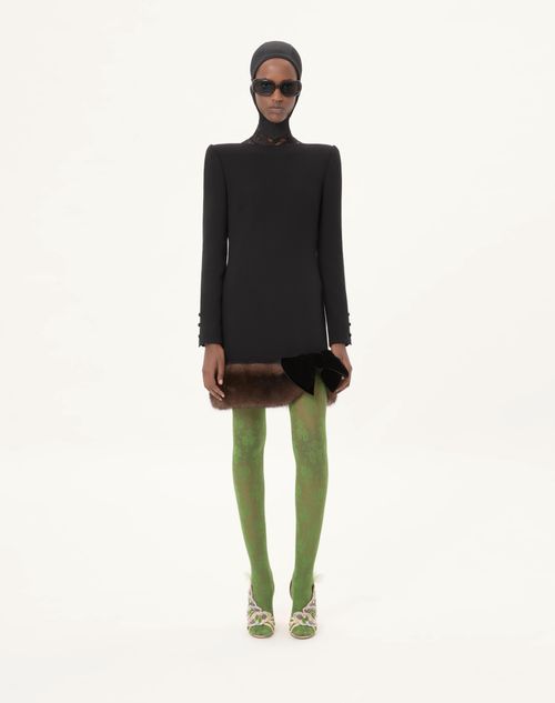 Valentino - Abito Corto In Wool Crepe - Nero - Donna - Abiti