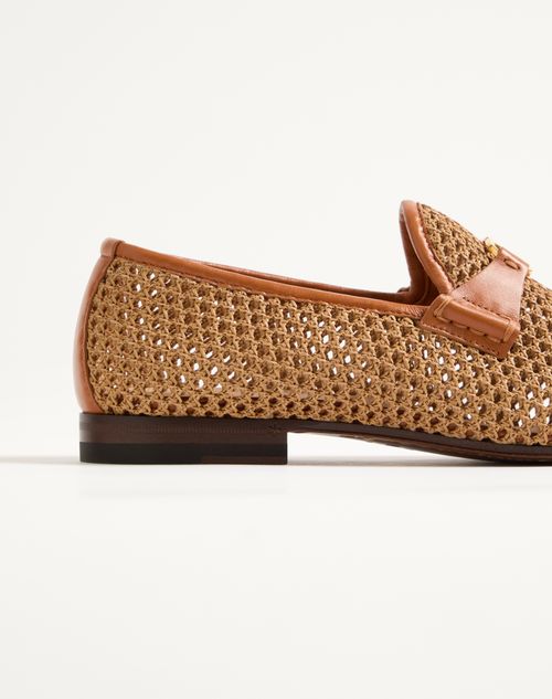 Valentino Garavani - Wolfe Loafer In Woven Raffia - Beige - Man - Loafers And Drivers