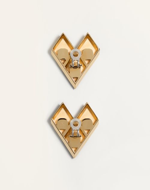 Valentino Garavani - Losangettes Metal, Enamel And Crystal Earrings - Gold/black/crystal - Woman - Jewelry