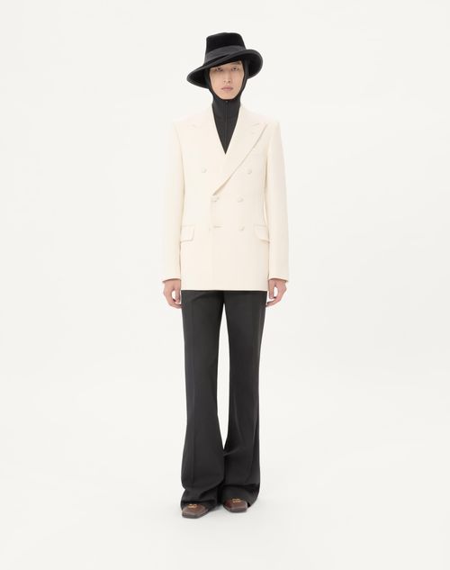 Valentino - Valentino Double-breasted Jacket In Wool Grisaille - Latte - Man - Coats And Blazers