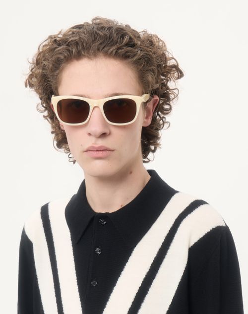 Valentino - レクタンギュラー アセテート アイウェア - アイボリー/ブラウン - ユニセックス - アイウェア