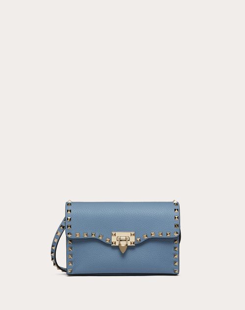 Valentino Garavani Small Rockstud Grainy Calfskin Crossbody Bag Woman Niagara Uni