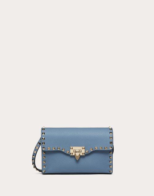 Valentino Garavani Small Rockstud Grainy Calfskin Crossbody Bag Woman Niagara Uni In Niagara