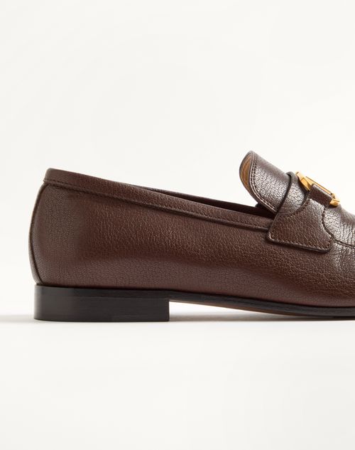 Valentino Garavani - Vlogo Signature Kidskin Moccasin - Brown - Man - Loafers And Driver