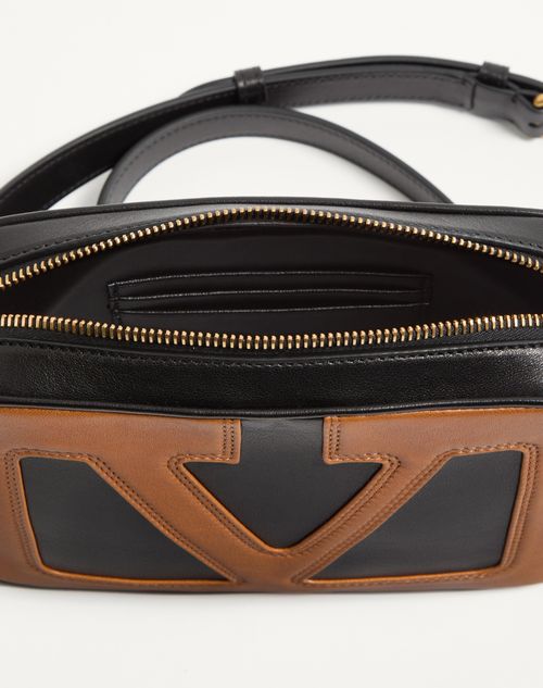 Valentino Garavani - Valentino Garavani Viva Superstar Nappa Leather Crossbody Bag - Black/spice - Man - Shoulder Bags