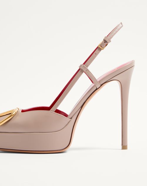 Valentino Garavani - Vlogo Signature Calfskin Slingback Platform Pump 120mm - Poudre - Woman - Pumps