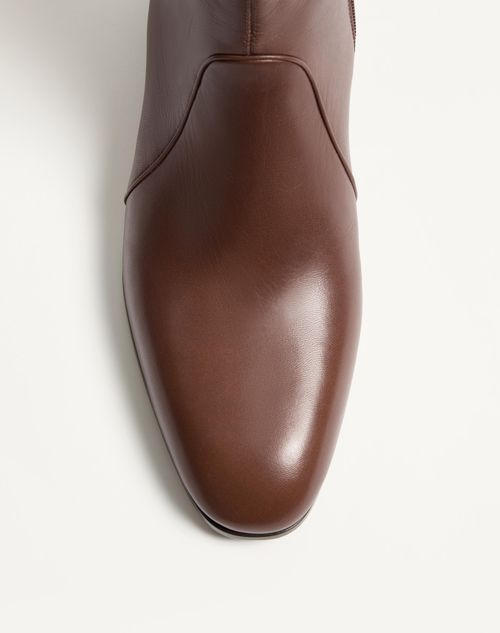Valentino Garavani - Pat Ankle Boot In Kidskin - Bark Brown - Man - Boots
