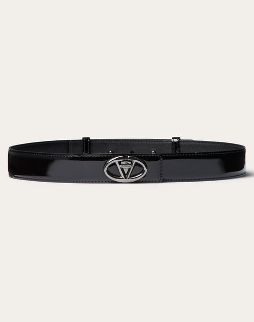 Shop Valentino Garavani Vlogo The Bold Edition 30 Mm Patent Leather Belt Woman Black 100