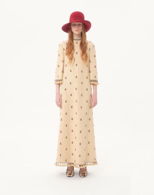 Valentino - Long Dress In Embroidered Rustik Silk - Birch - Woman - Gowns