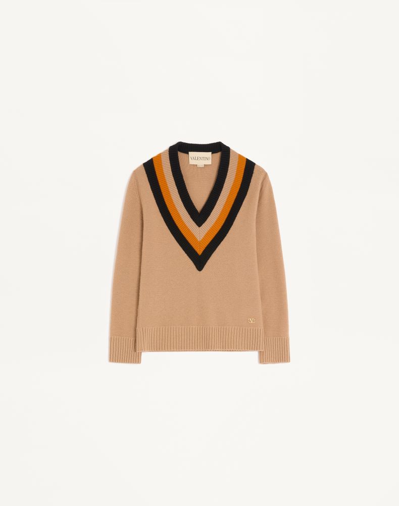Valentino Women's Camel/Black Wool Jumper Woman Xs