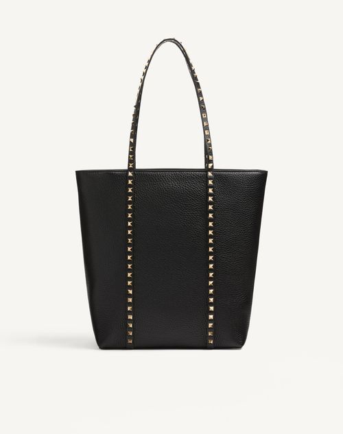 Valentino Garavani Rockstud Shopping Bag In Grained Calfskin In Black
