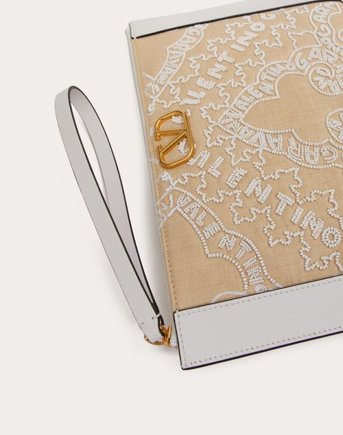 Valentino Garavani - Embroidered Vlogo Signature Pouch - Natural/white - Woman - Clutches