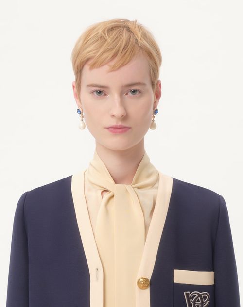 Valentino - Crepe Couture Jacket - Indigo/birch - Woman - Jackets And Blazers