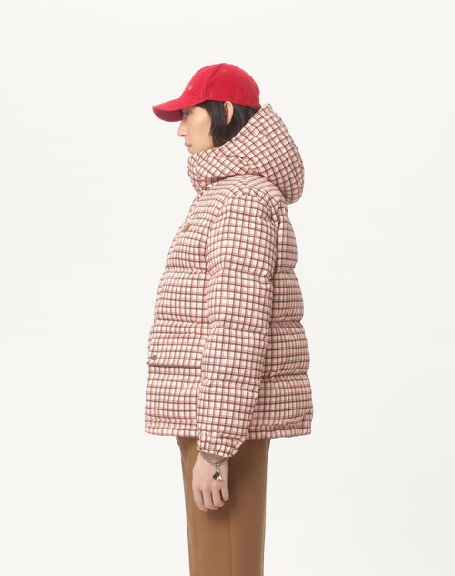 Valentino - Nylon Hooded Down Jacket With Vlogo Patch - Yellow/black/red - Man - Outerwear