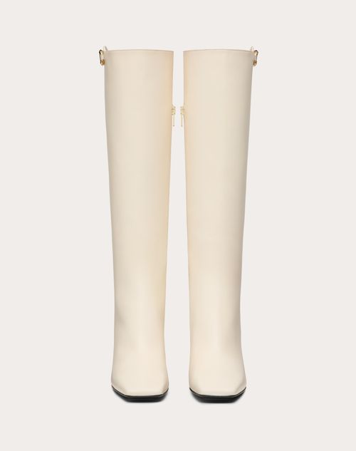 Valentino Garavani - Vlogo The Bold Edition Boot In Calfskin 100mm - Ivory - Woman - Boots