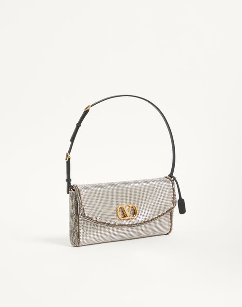 Valentino Garavani - Kleine Valentino Garavani Devain Schultertasche Aus Metallic-mesh - Silber - Frau - Schultertaschen