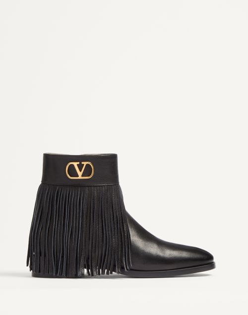 Valentino Round-head Short Boots In Black