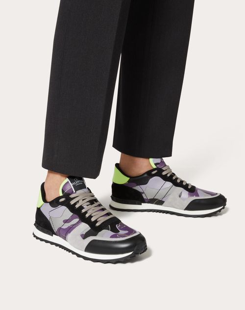 Valentino Garavani - Camouflage Rockrunner Sneaker - Grey/lilac/black - Man - Sneakers