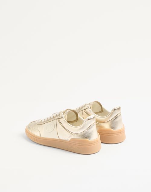 Valentino Garavani - Upvillage Trainer In Laminated Calfskin With Nappa Calfskin Leather Band - Platinum - Woman - Sneakers