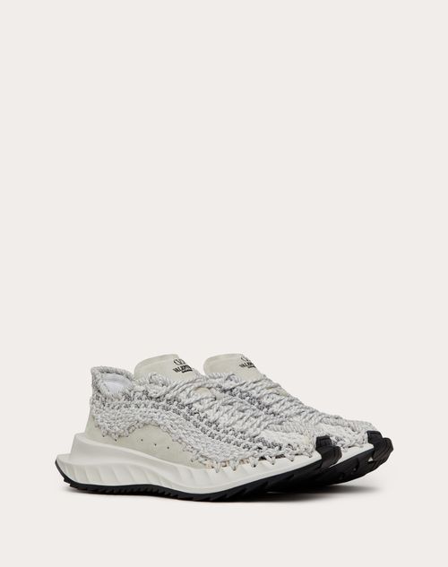 Valentino Garavani - ヴァレンティノ ガラヴァーニ アウトドアクロシェ ファブリック X スエード スニーカー - ホワイト/グレー - メンズ - スニーカー